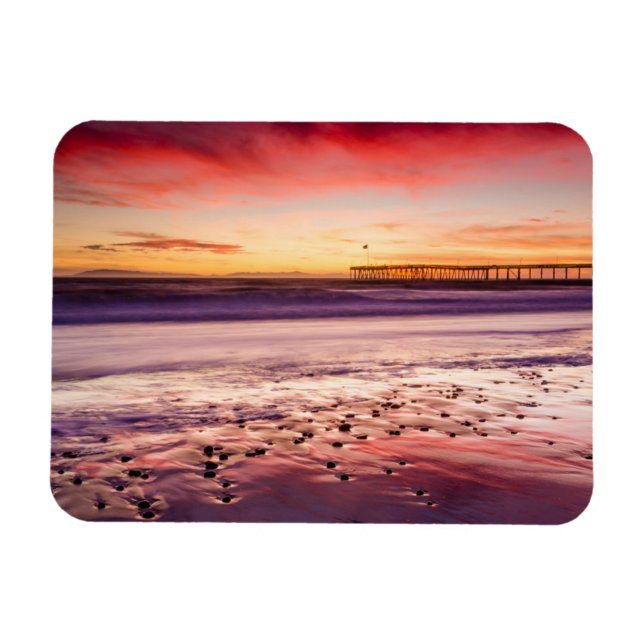 Magnet Flexible Paysage marin et jetée au coucher du soleil, CA (Horizontal)