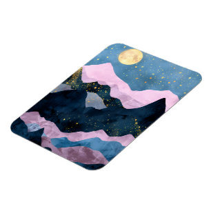 Magnet Flexible Paysage minimaliste de lune et d'étoiles dans la v