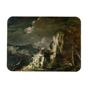 Magnet Flexible Paysage rocheux avec un chasseur et des guerriers