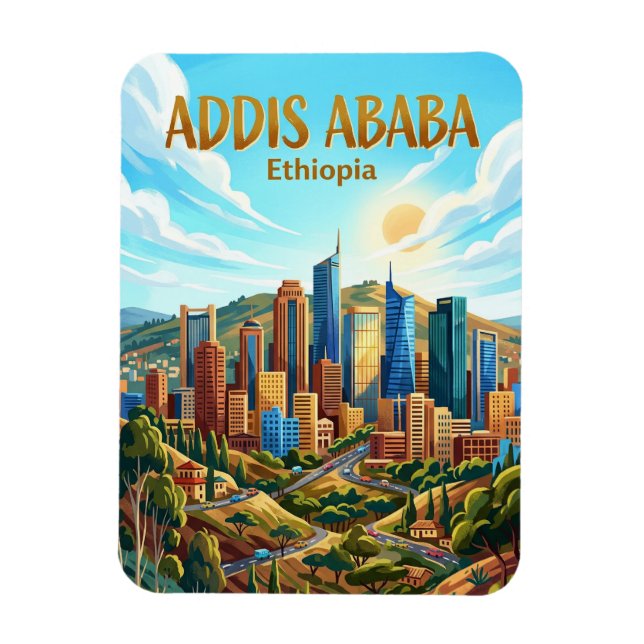 Magnet Flexible Paysage urbain d'Addis-Abeba Éthiopie (Vertical)