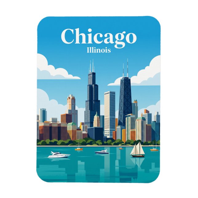 Magnet Flexible Paysage urbain de Chicago États-Unis (Vertical)