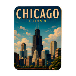 Magnet Flexible Paysage urbain de Chicago USA Souvenir de voyage