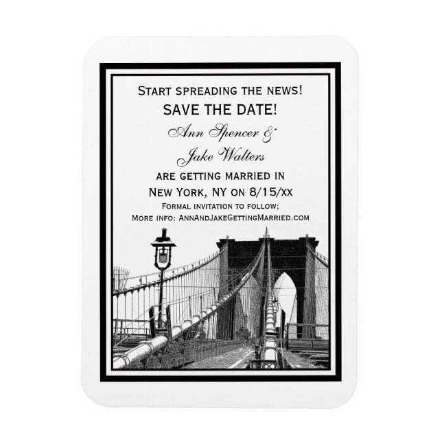 Magnet Flexible Paysage urbain de NYC Pont de Brooklyn #2 Enregist (Vertical)