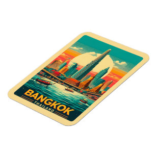 Magnet Flexible Paysage urbain rétro de Bangkok - Cadeaux de voyag