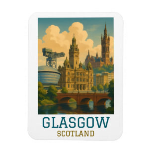Magnet Flexible Paysage Urbain Rétro Vintage Glasgow Écosse Voyage