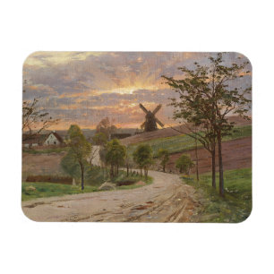 Magnet Flexible Paysage vintage de coucher de soleil avec art de m