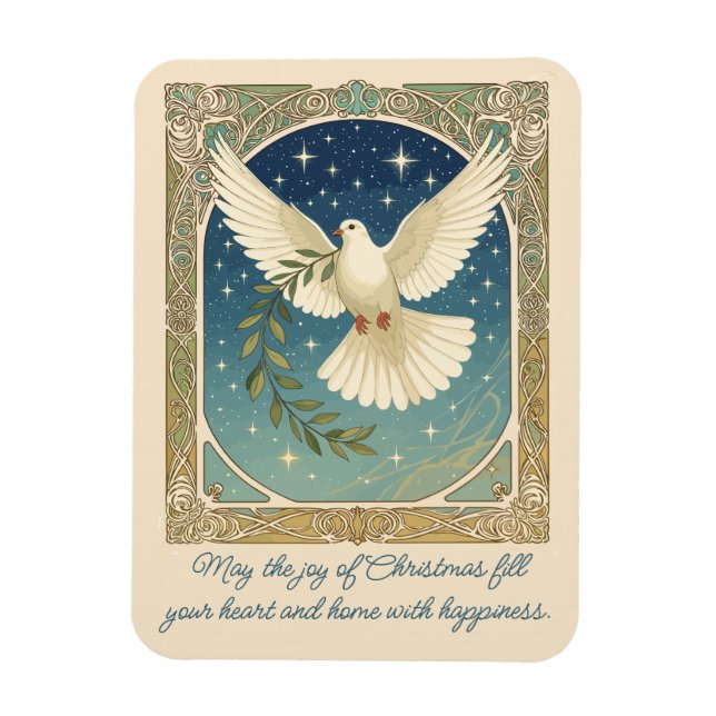 Magnet Flexible Peace Dove With Olive Sprig Decor  (Vertical)