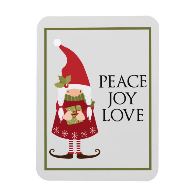 Magnet Flexible Peace Jove Love Girl Gnome Holiday (Vertical)