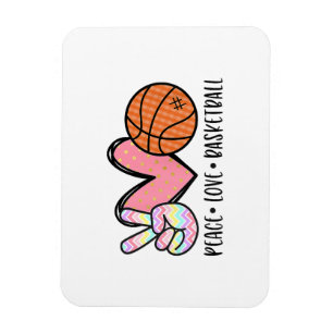 Magnet Flexible Peace Love Basketball Coeur pour les Ados entre
