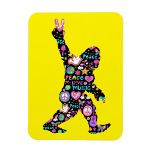 Magnet Flexible Peace Love Bigfoot Hippie Funny Bigfoot Lover