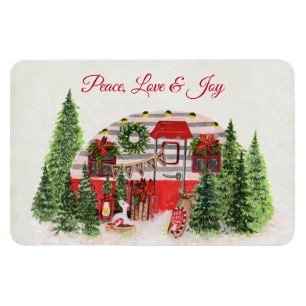 Magnet Flexible Peace Love & Joy Christmas Trailer Camper