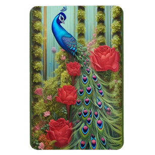 Magnet Flexible Peacock Bleu en Rose et Fern Garden