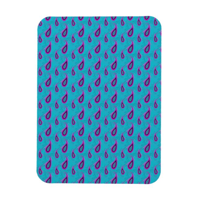 Magnet Flexible Peacock Blue Paisley (Vertical)