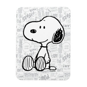 Magnet Flexible PEANUTS   Snoopy on Black White Comics