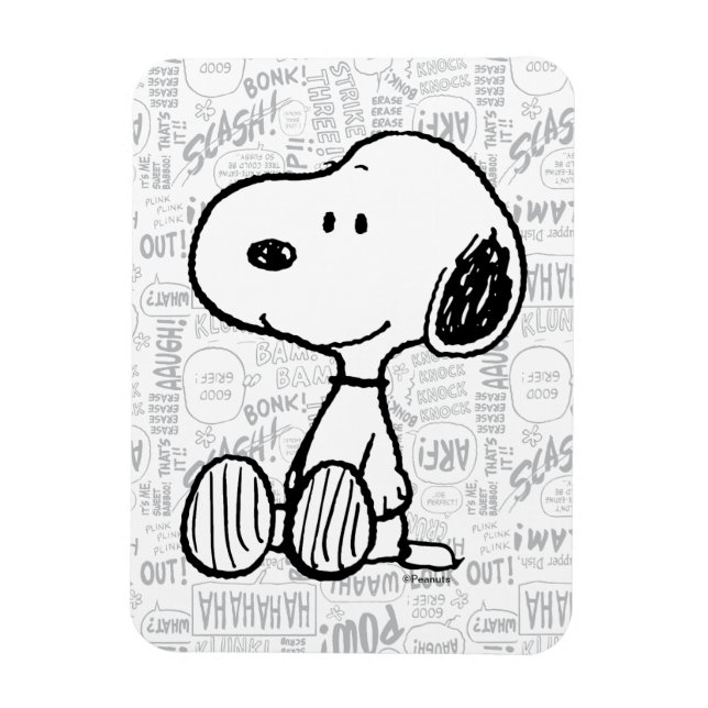 Magnet Flexible PEANUTS | Snoopy on Black White Comics (Vertical)
