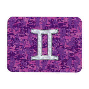 Magnet Flexible Pearl Like Gemini Zodiac Sign on Digital Camo