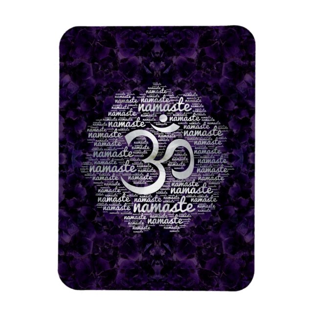 Magnet Flexible Pearl Namaste Word Art in Lotus avec symbole OM (Vertical)