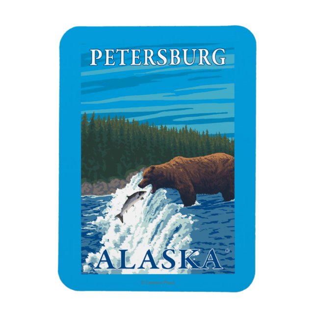 Magnet Flexible Pêche à l'ours dans la rivière - Petersburg, Alask (Vertical)
