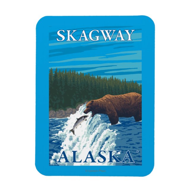 Magnet Flexible Pêche à l'ours dans la rivière - Skagway, Alaska (Vertical)