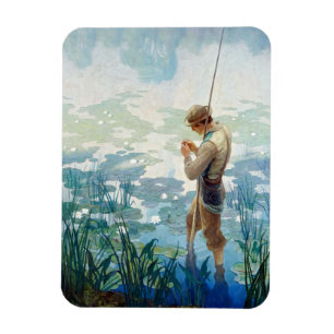 Magnet Flexible Pêche au Thoreau à Walden Pond par N. C. Wyeth