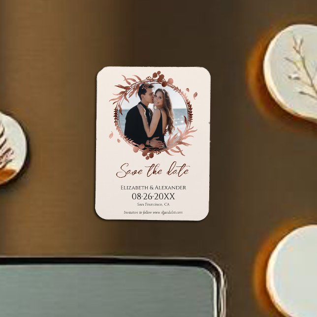 Magnet Flexible Pêche légère Wreath Photo Enregistrer la date (Créateur téléchargé)