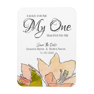 Magnet Flexible Pêcher Mariage Floral Enregistrer La Date
