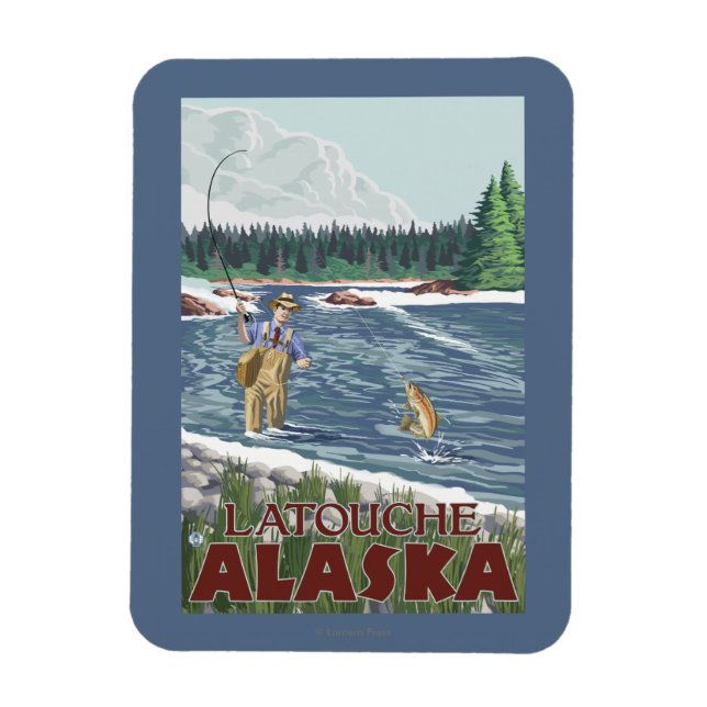 Magnet Flexible Pêcheur à la mouche - Latouche, Alaska (Vertical)
