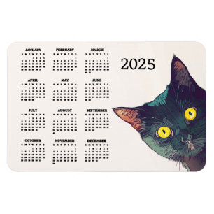 Magnet Flexible Peeking Cat Design 2025 Calendrier Carte magnétiqu