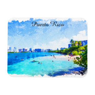 Magnet Flexible Peinture à l'aquarelle tropicale Porto Rico