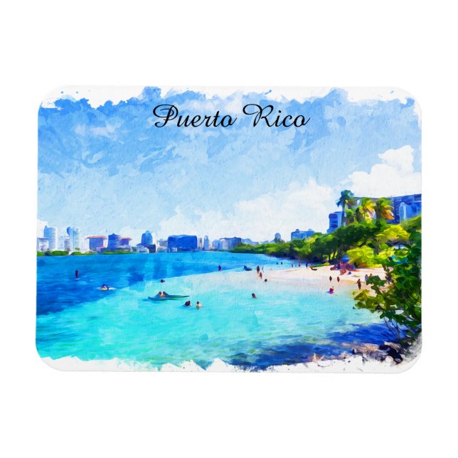 Magnet Flexible Peinture à l'aquarelle tropicale Porto Rico (Horizontal)