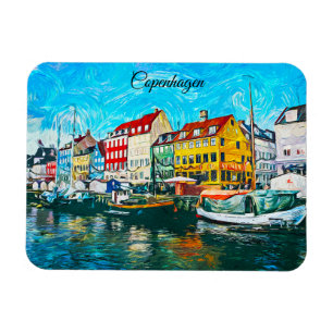 Magnet Flexible Peinture à l'huile de Copenhague Promenade Nyhavn
