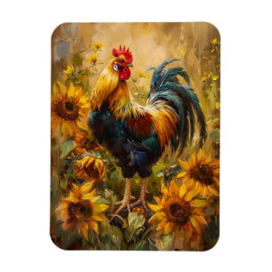 Magnet Flexible Peinture à l'huile de coq et tournesol Flexible