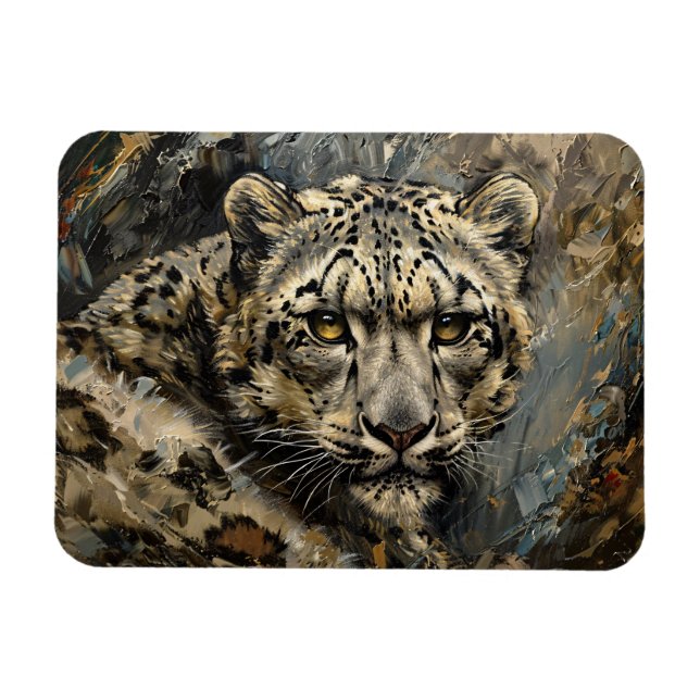 Magnet Flexible Peinture à l'huile de léopard de neige (Horizontal)