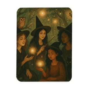 Magnet Flexible Peinture à l'huile d'Halloween de sorcières dans l