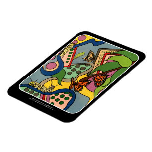 Magnet Flexible Peinture abstraite d'usine de papillon de la