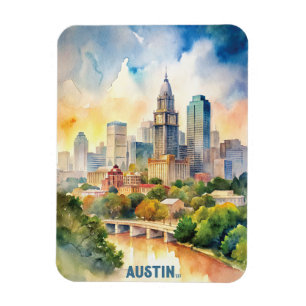 Magnet Flexible Peinture aquarelle Austin City