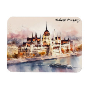 Magnet Flexible Peinture aquarelle de Budapest Hongrie vue panoram