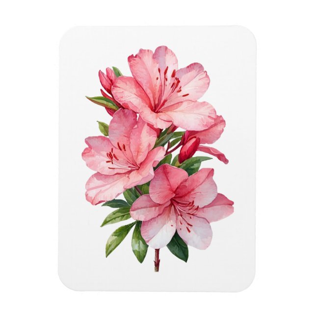 Magnet Flexible Peinture aquarelle de fleur d'azalée (Vertical)