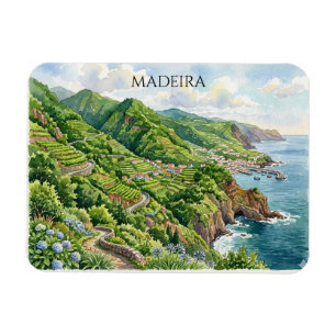 Magnet Flexible Peinture aquarelle de Madère Portugal colorée