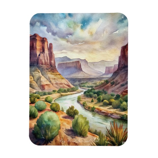 Magnet Flexible Peinture aquarelle du parc national Big Bend (Vertical)