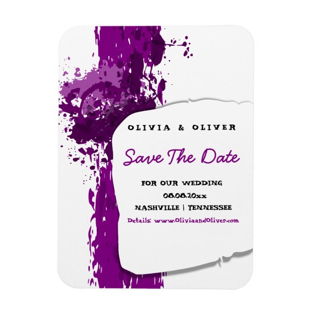 Magnet Flexible Peinture artistique violet - Enregistrer la date - (Vertical)