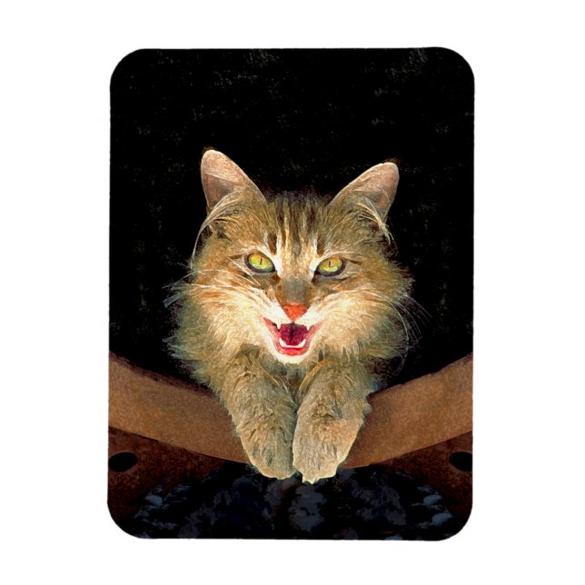 Magnet Flexible Peinture de chat Mad - Cute Original Cat Art (Vertical)