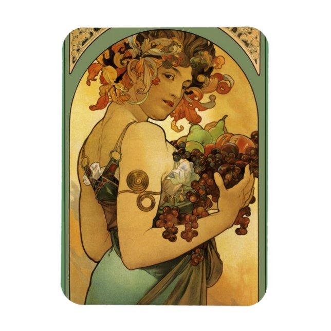 Magnet Flexible Peinture de fruits Alphonse Mucha (Vertical)