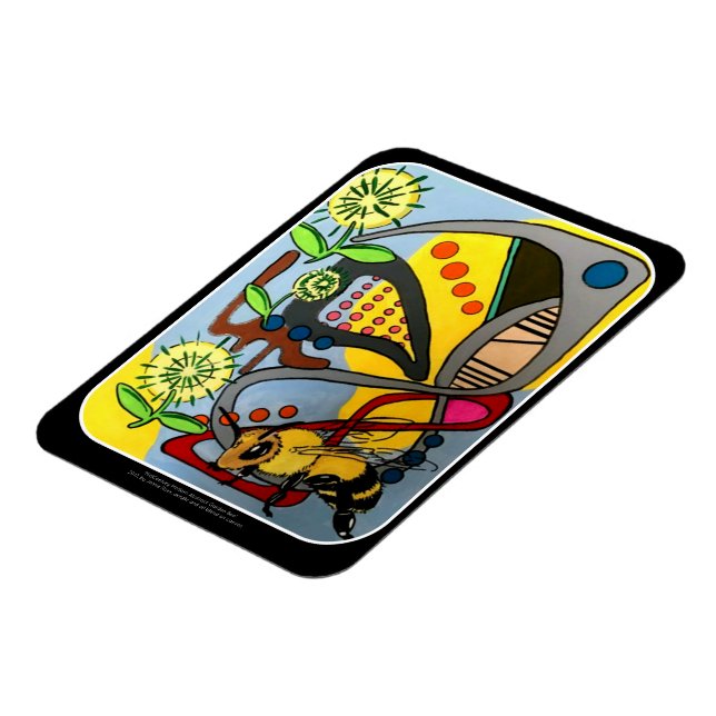 Magnet Flexible Peinture de 'MidCentury Mod Abstrait Garden Bee' s (Côté Gauche)