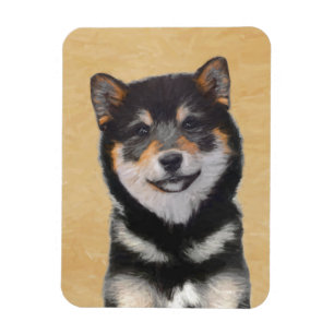 Magnet Flexible Peinture de Shiba Inu (noir et Tan) - art de chien