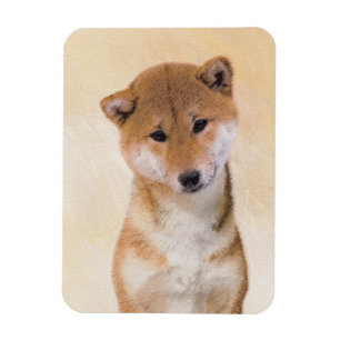 Magnet Flexible Peinture de Shiba Inu (rouge) - Art original du ch