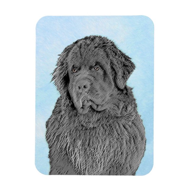 Magnet Flexible Peinture de Terre-Neuve - Cute Original Chien Art (Vertical)