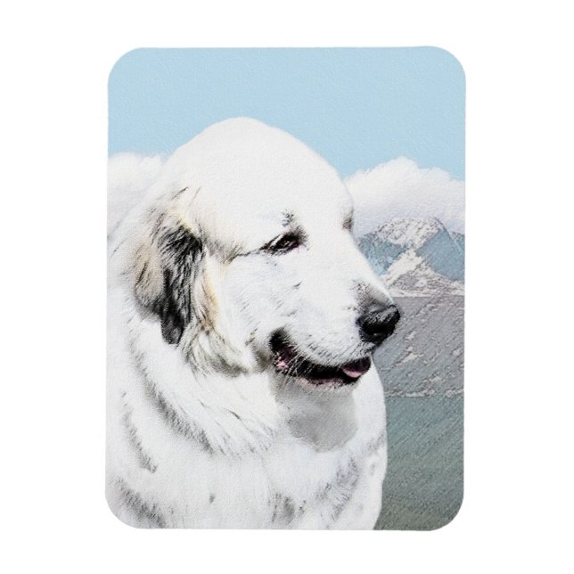 Magnet Flexible Peinture des Pyrénées - Art original du chien (Vertical)