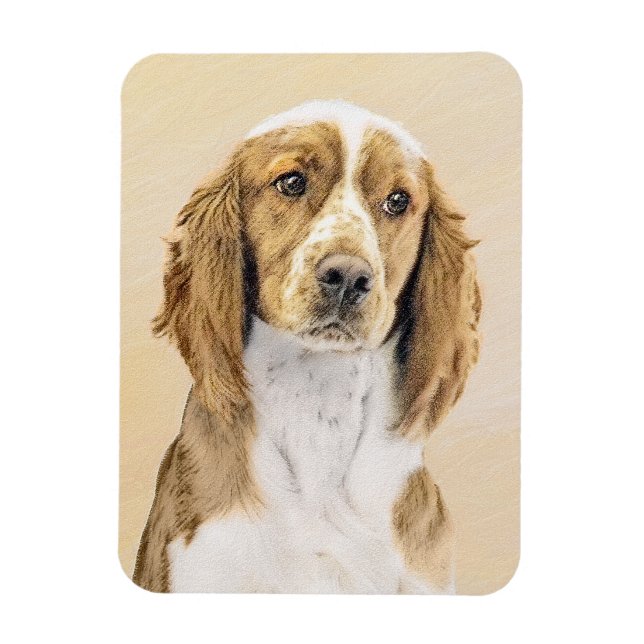 Magnet Flexible Peinture d'espagnol Welsh Springer - Art original  (Vertical)