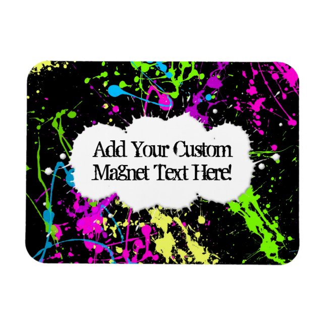 Magnet Flexible Peinture fraîche Retro Neon Splatter sur noir (Horizontal)